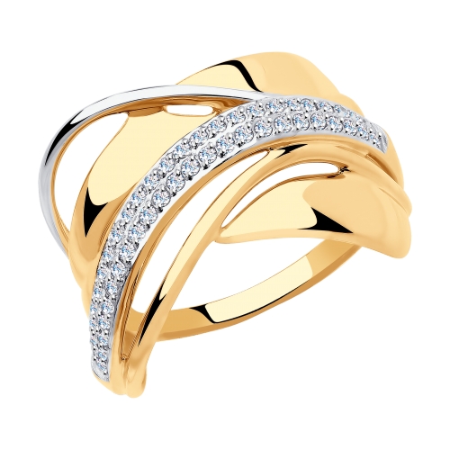 Кольцо, золото, фианит, 018308